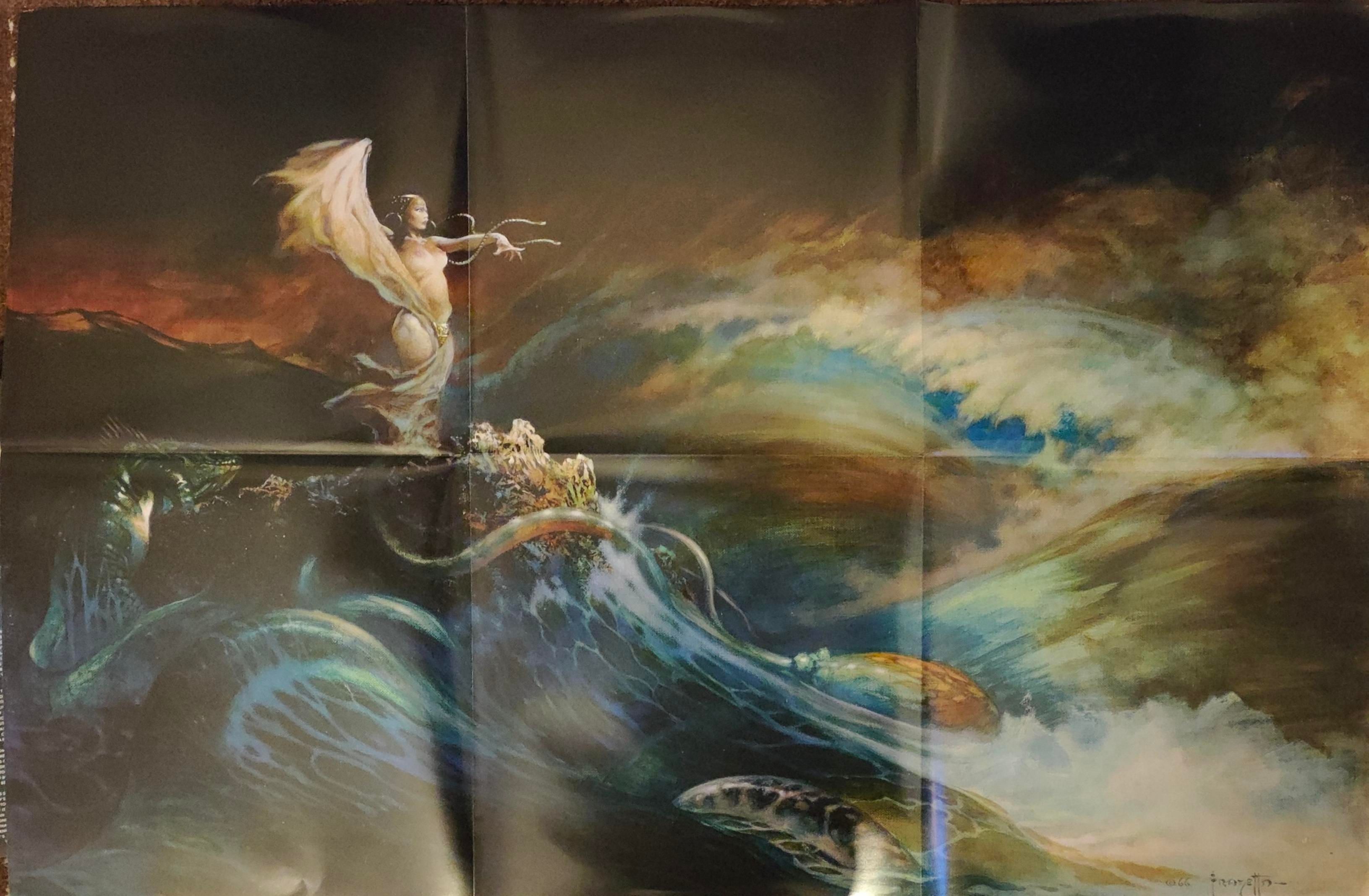 A full 6 sheet folded poster of the artwork of the Surpent in the o ean with crashing waves on stormy night 