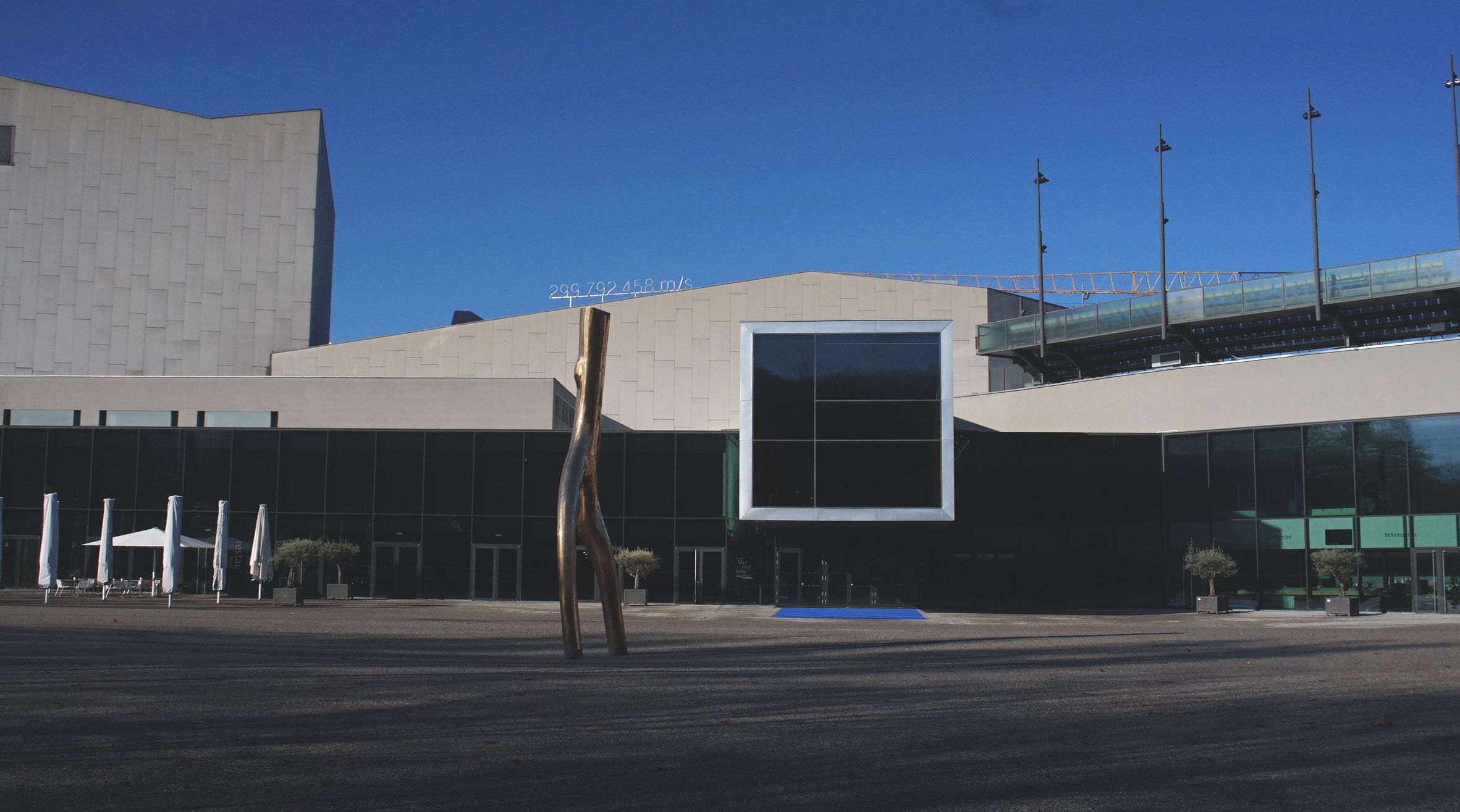 Numbers on the roof of the Festspielhaus Bregenz are a light installation by the artist Cerith Wyn Evans.