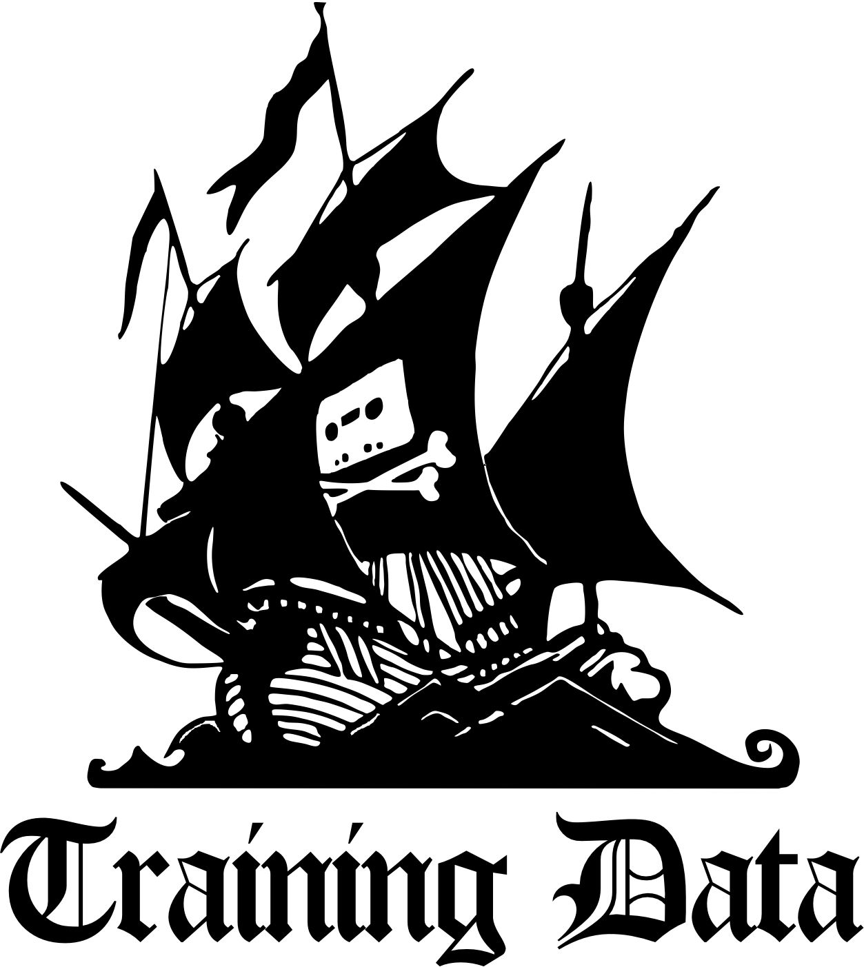 The pirate bay logo but it says training data instead 