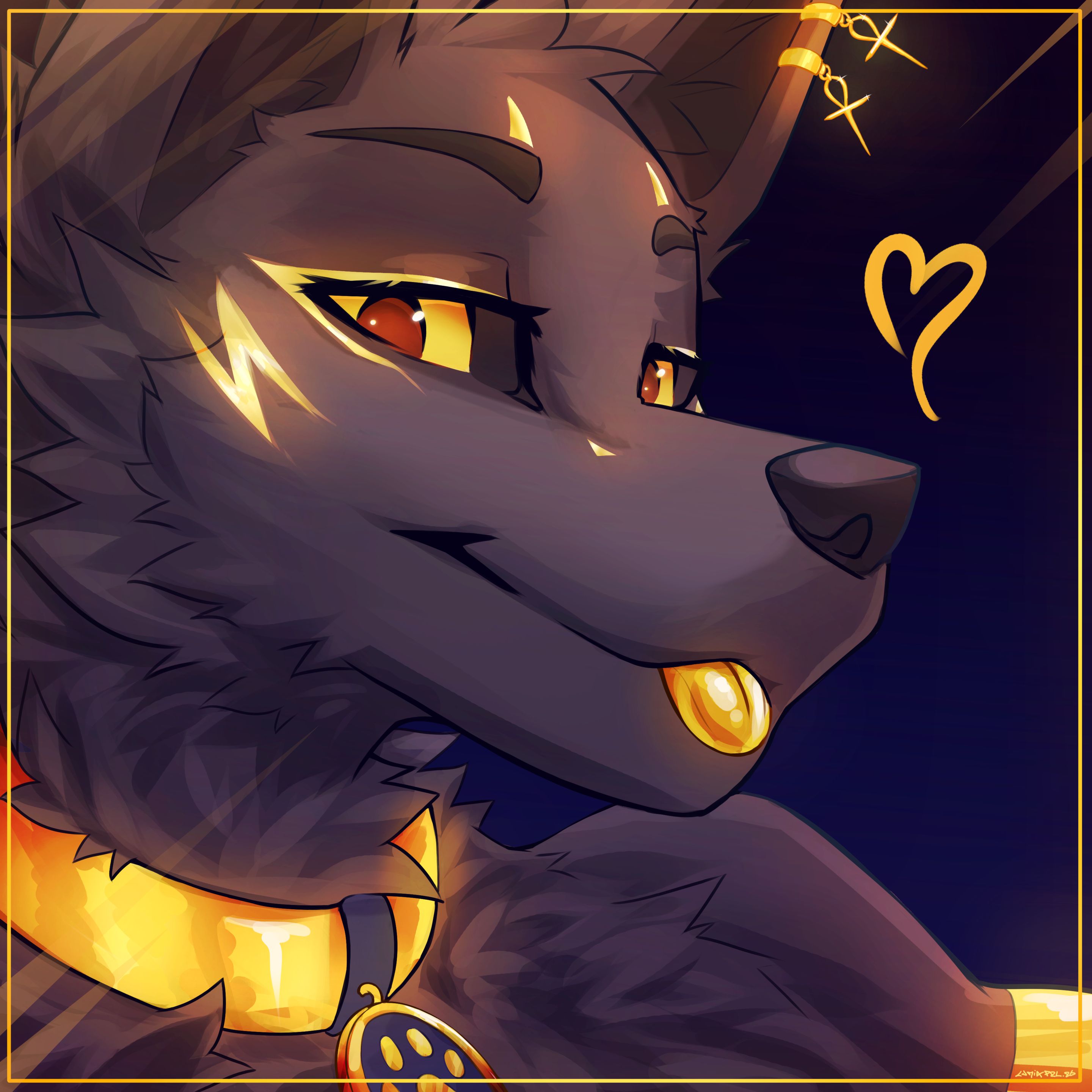 Digital headshot of anuwubis bleppin' at ye