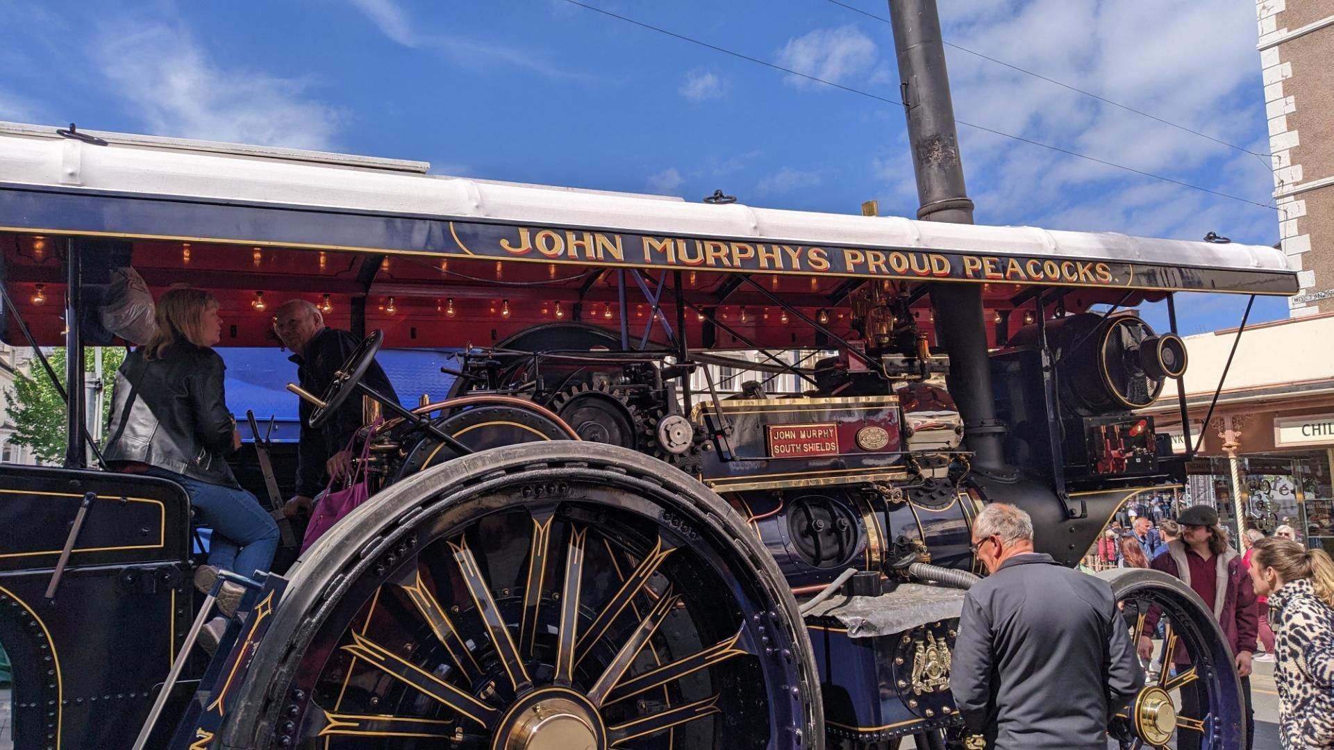 John Murphys Proud Peacocks - South Shields
Large black steel wheel, coal powered