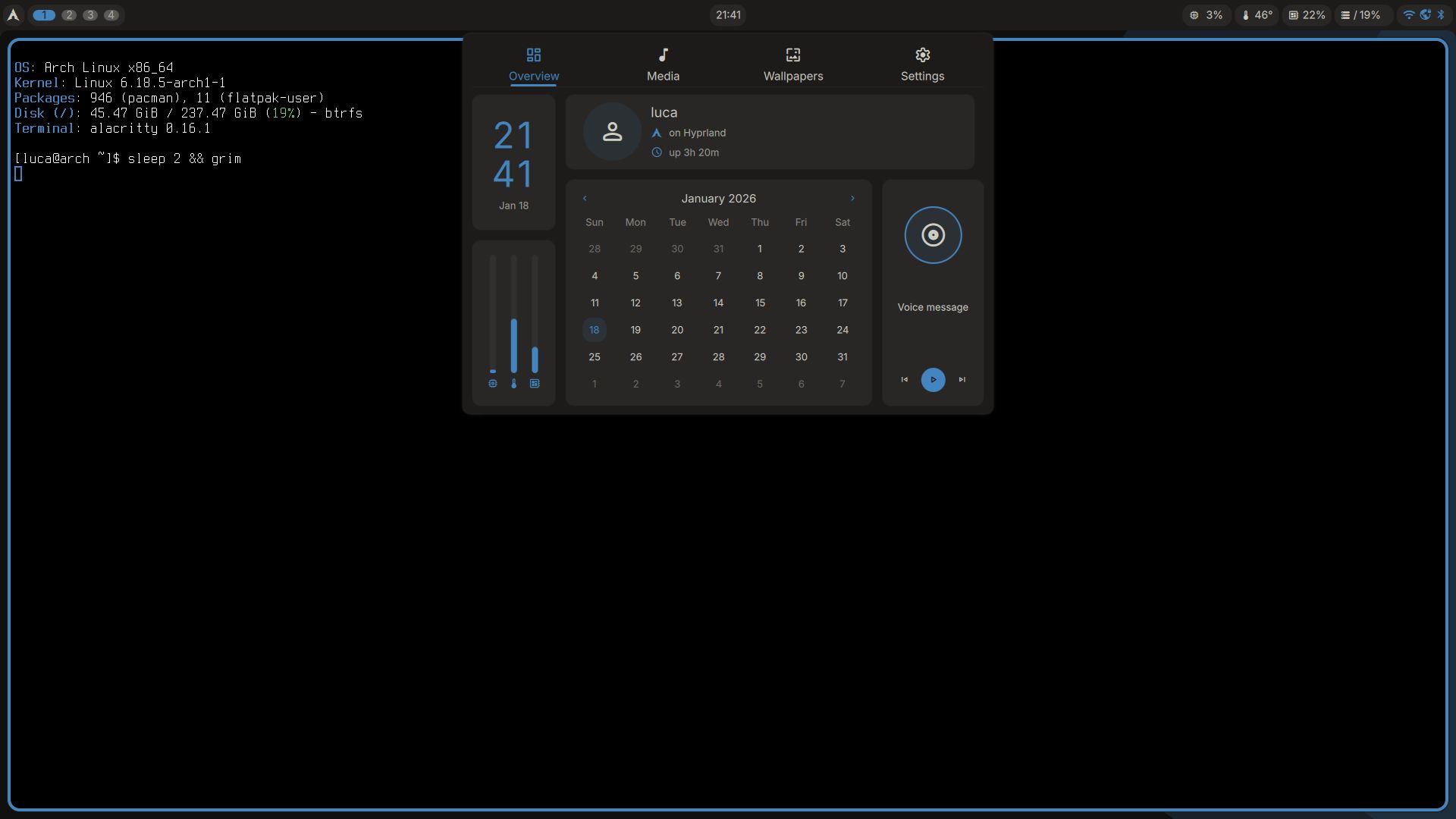 Uno screenshot di una semplice rice su Linux