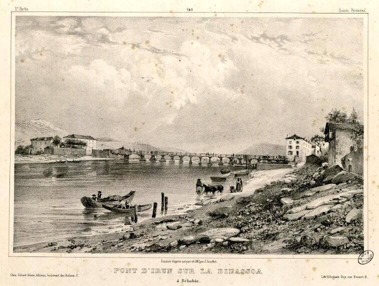 Pont d'Irun sur la Bidassoa à Béhobie (Basses Pyrénées) 1841/1842
Source
gallica.bnf.fr/Bibliothèque municipale de Toulouse