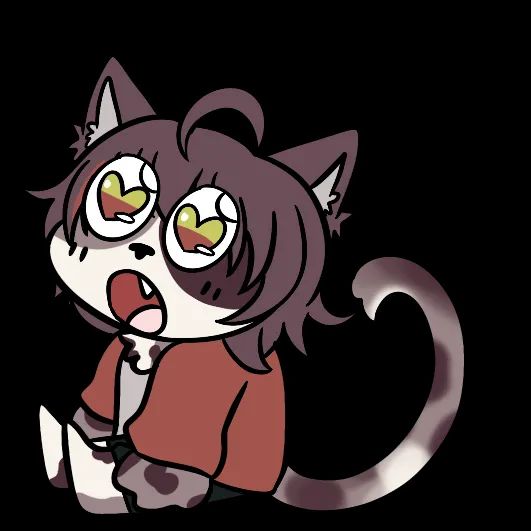 renko with an open mouth facial expression as if he is in awe but he has hearts in his eyes