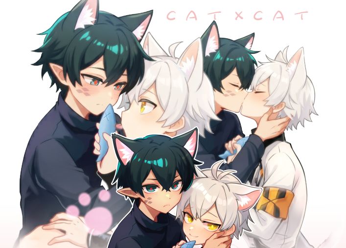 Two catboys kiss