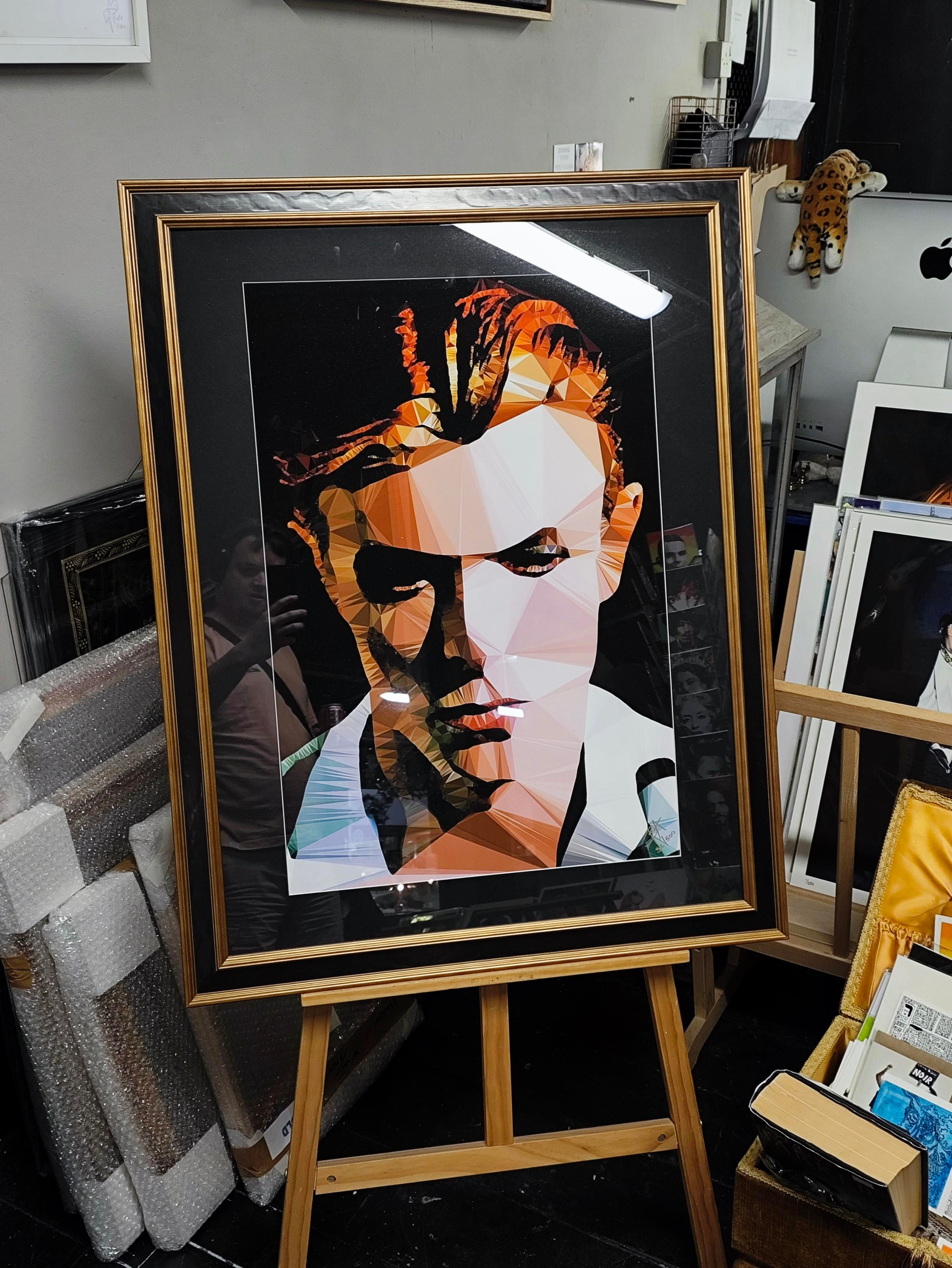 Artwork of David Bowie in a frame 