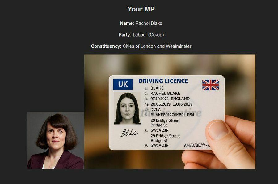 "Tim Je" made a website that uses AI to programmatically generate fake IDs of United Kingdom politicians. This was done to mock the United Kingdom Online Safety Act