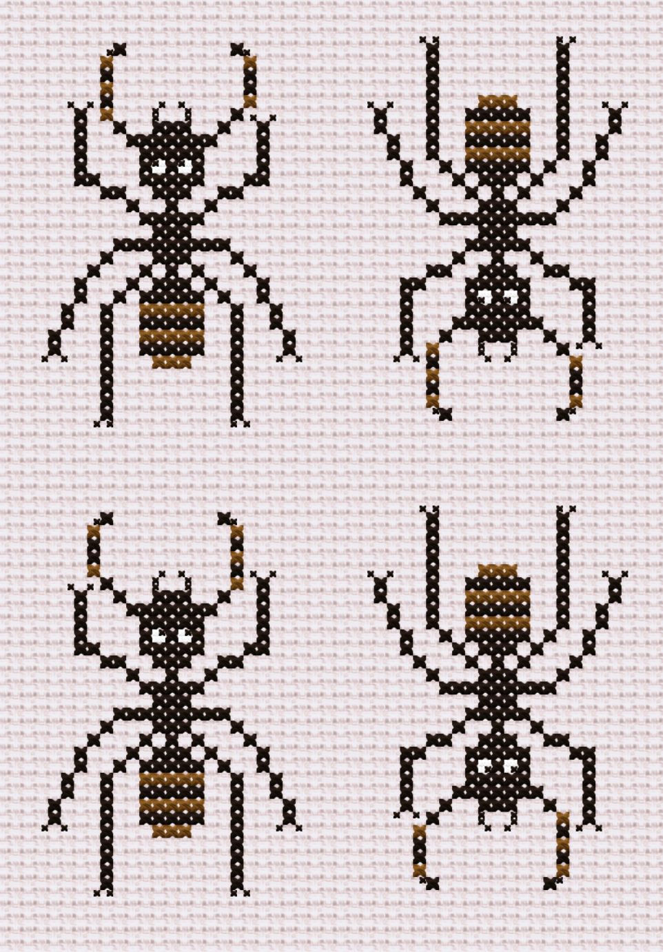 A simple pattern I designed with four ants, two facing up, two facing down. 