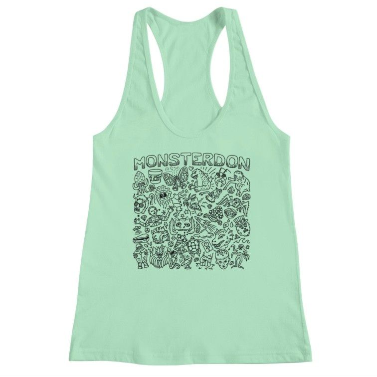 The design in black, on a mint ladies' tank