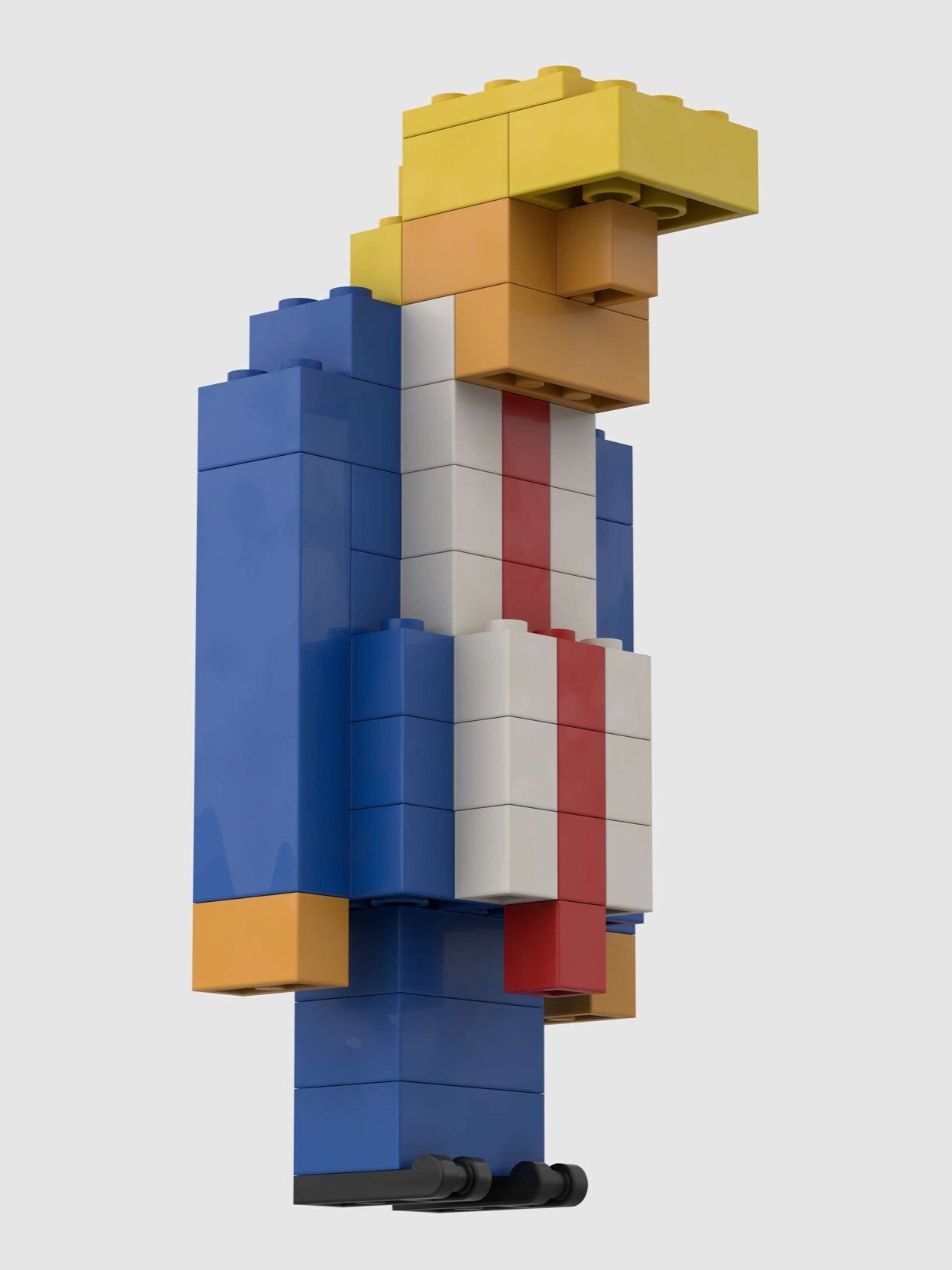 Grumpy Donald Trump as a LEGO build (front right view).