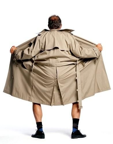 Someone flashing with a trenchcoat.