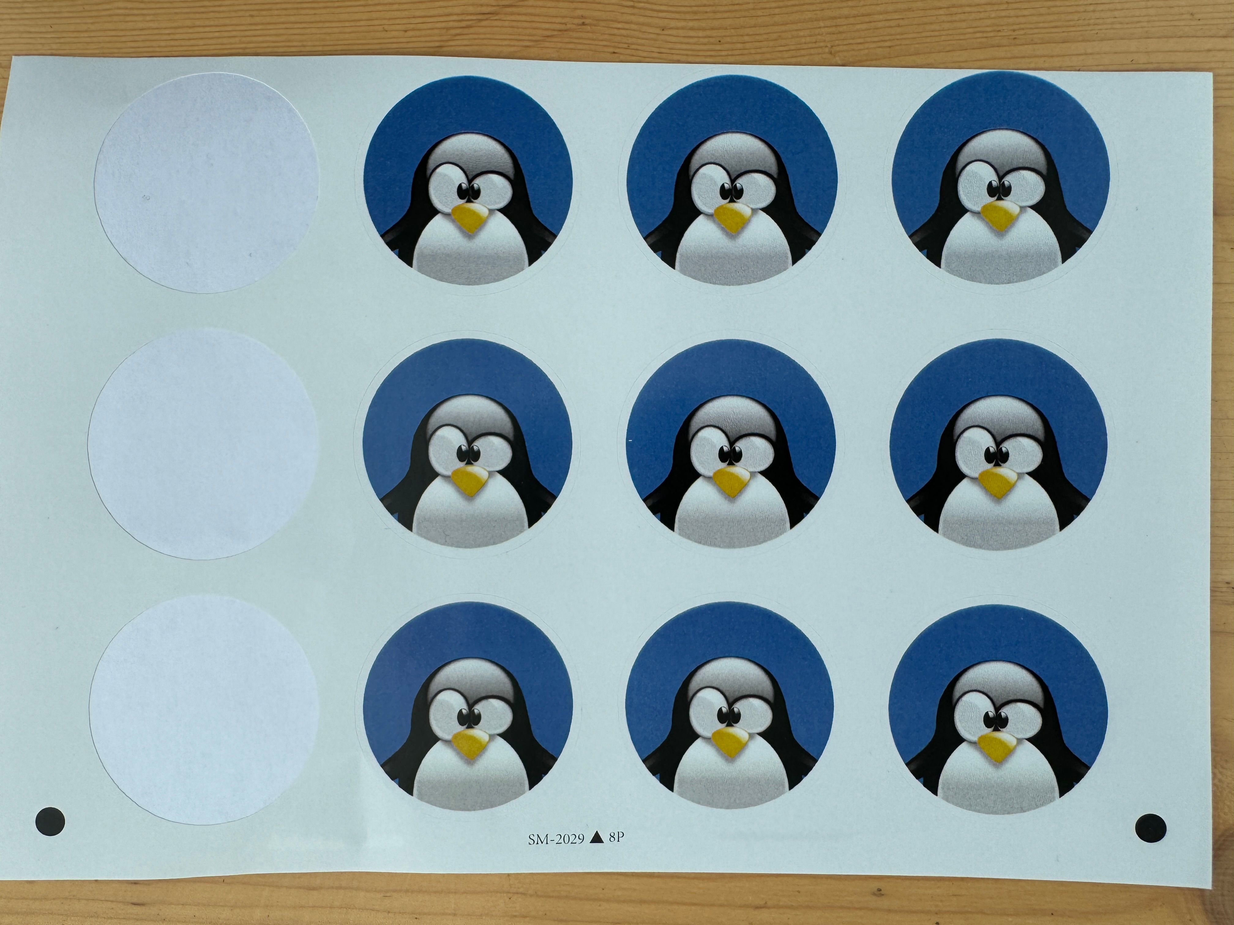 A sheet of stickers of my avatar, some are used already 