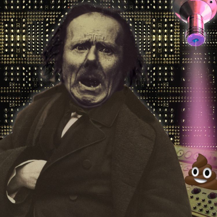 

A terrified, screaming man with wild hair wearing a greatcoat with his hand inserted beneath the lapel, covering his heart. He stands before a knob-festooned control desk and a background of hundreds of gridded knobs and dials. A grinning poop emoji peers over the control desk.


Image:
Stephen Drake (modified)
https://commons.wikimedia.org/wiki/File:Analog_Test_Array_modular_synth_by_sduck409.jpg

CC BY 2.0
https://creativecommons.org/licenses/by/2.0/deed.en
