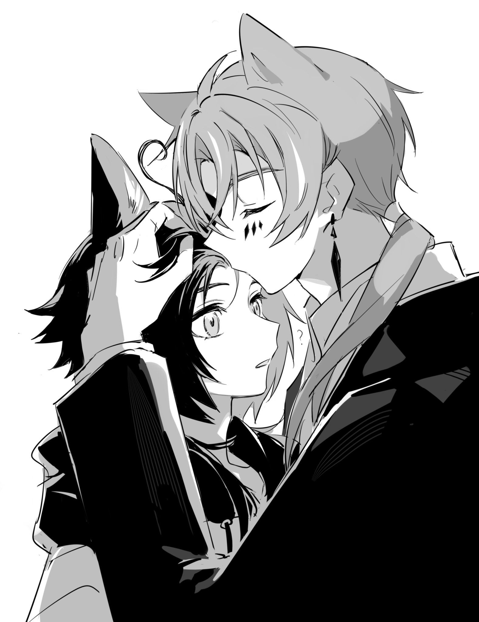 Catboy kisses another one