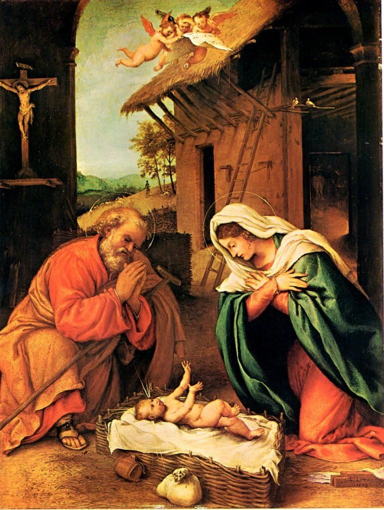 Natività – Lorenzo Lotto / 1523 – olio su tavola cm.46×38
Washington – National Gallery of Art – collezione Kress
La piccola tavola è firmata e datata “L. Lotus 1523”.
Fonte:
https://www.santalessandro.org/2020/12/24/natale-con-la-croce-in-un-dipinto-del-lotto-da-bergamo-a-washington/