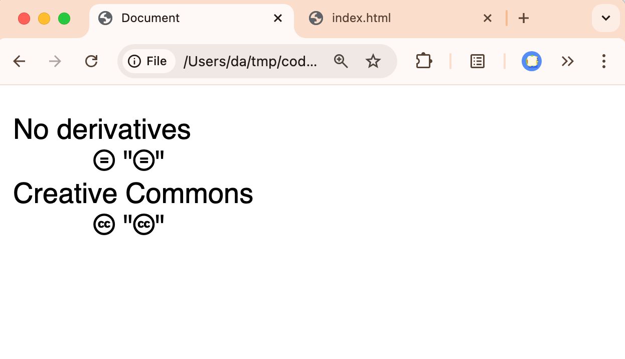 A web browser screenshot that shows a web page that uses different fonts for different Unicode characters.
