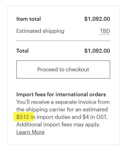 I’m trying to buy some products from canada and the estimated import fee is now almost 50% of the total cost