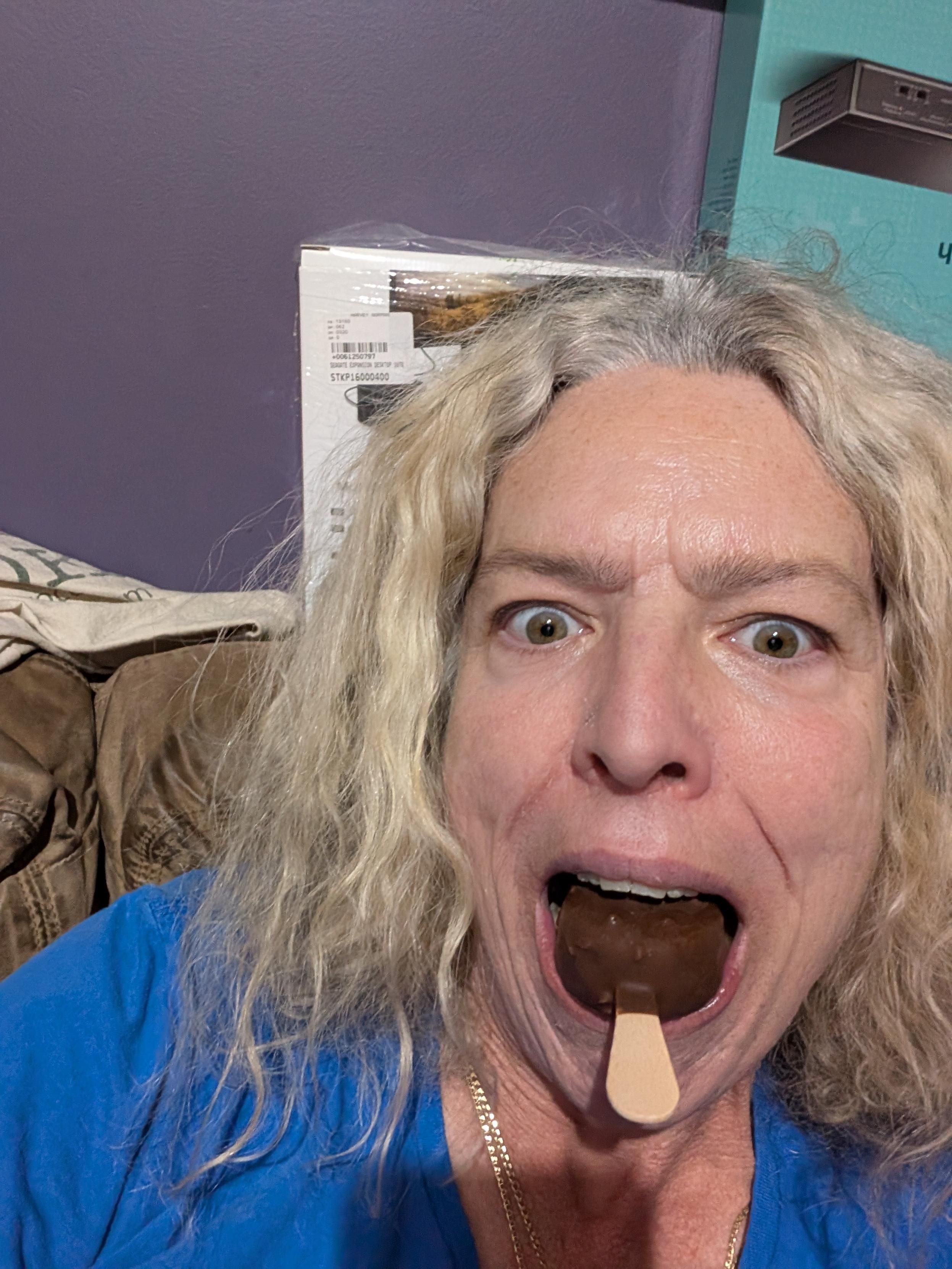 Myself deep thoating an ice cream on a stick