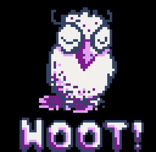 Hoot's majestic pixel-art owl logo