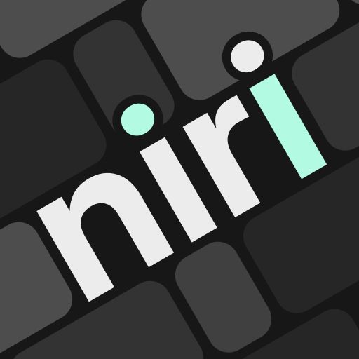 Rotated "niri" text among strips of differently sized rectangles.
