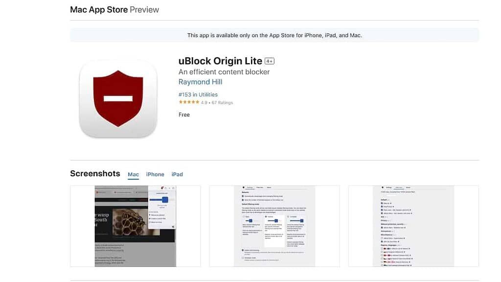 Un po' a sorpresa uBlock Origin Lite arriva su Safari