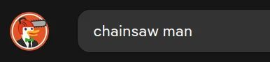 barra di ricerca del motore DuckDuckGo con il logo adattato a tema Chainsaw Man (il papero ha una motosega in testa)
