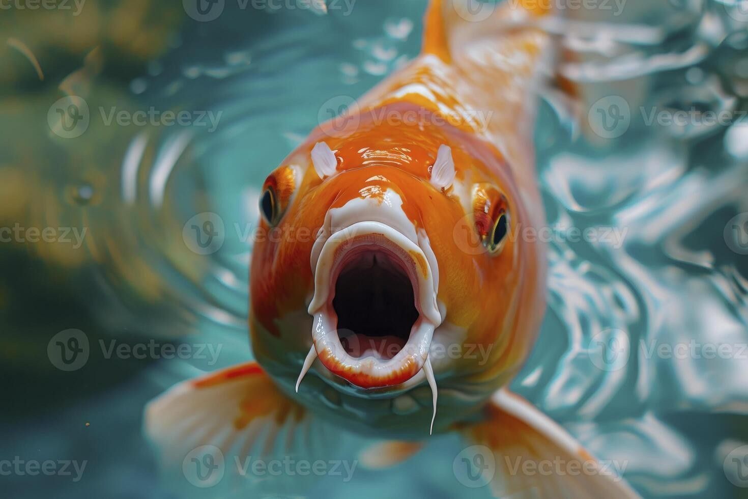 Picture of an orange fish with open mouth