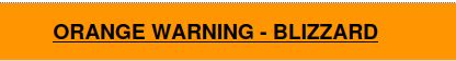 Screenshot of the Weather Canada "ORANGE WARNING - BLIZZARD" statement
