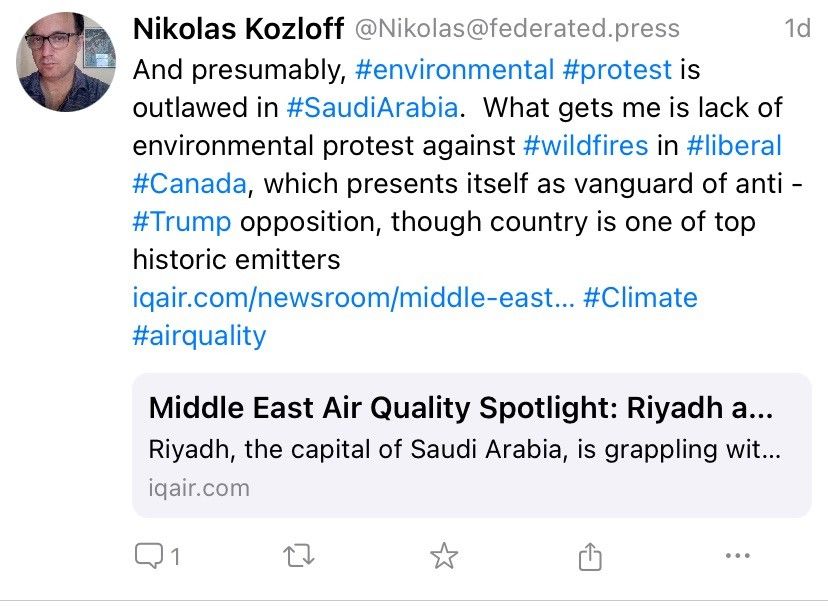 An inane post that blames Canada for his wildfire smoke 