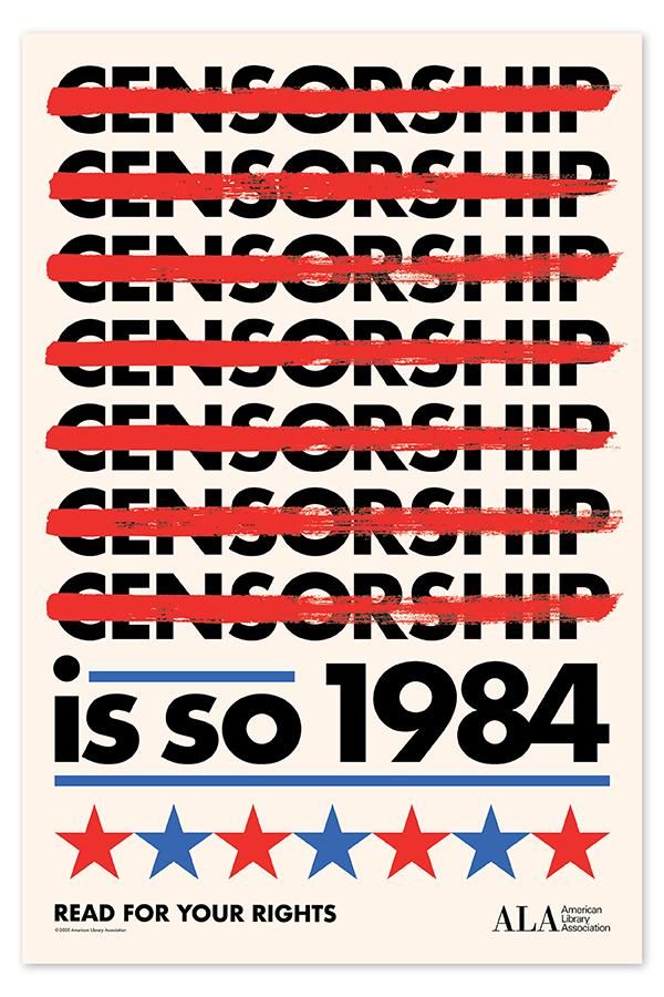 The word censorship appears seven times, each one had a line drawn through it
"Is so 1984"
"Read for your rights"