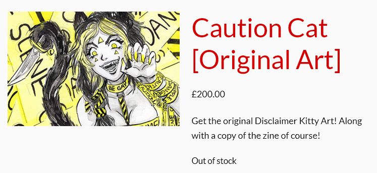 screenshot of an original art listing being sold out. It shows a catgirl with a knife looking all criminal and loving it