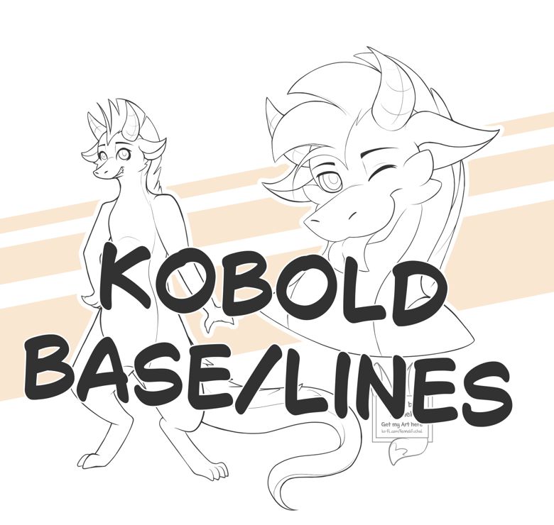 Kobold Base/Lines
Its shows a anthro Kobold in Fullbody front and a sassy Headshot