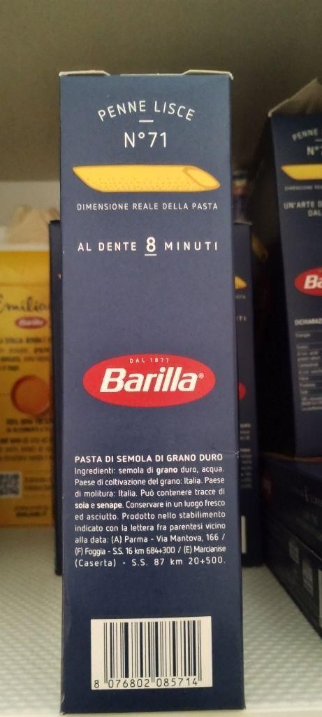 Penne lisce Barilla al dente 8 minuti