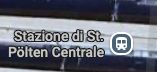 Station indicator for Sankt Pölten on Google Maps in Italian.