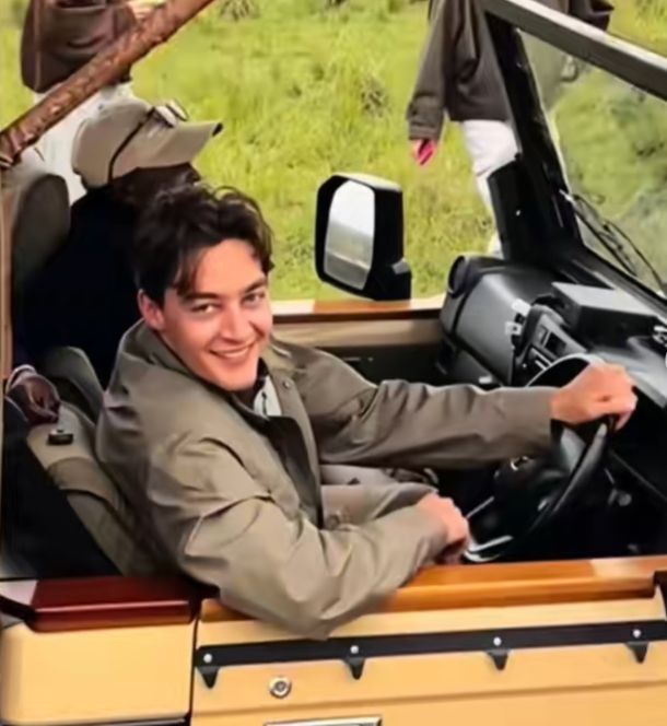 George Russell in a safari vehicle in Maasai mara 