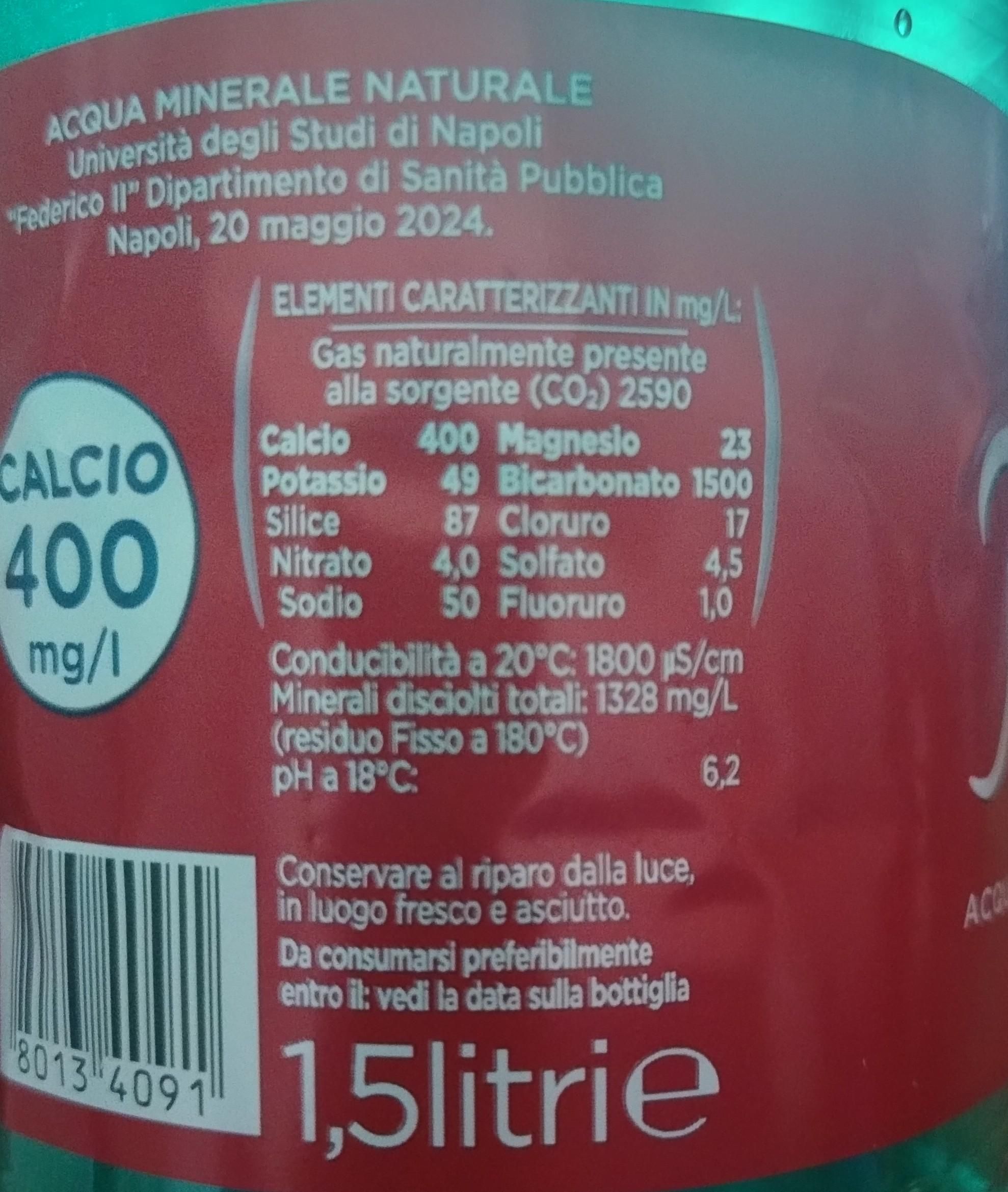Etichetta dell'acqua Ferrarelle. Perché la somma dei sali disciolti è inferiore al residuo fisso? 