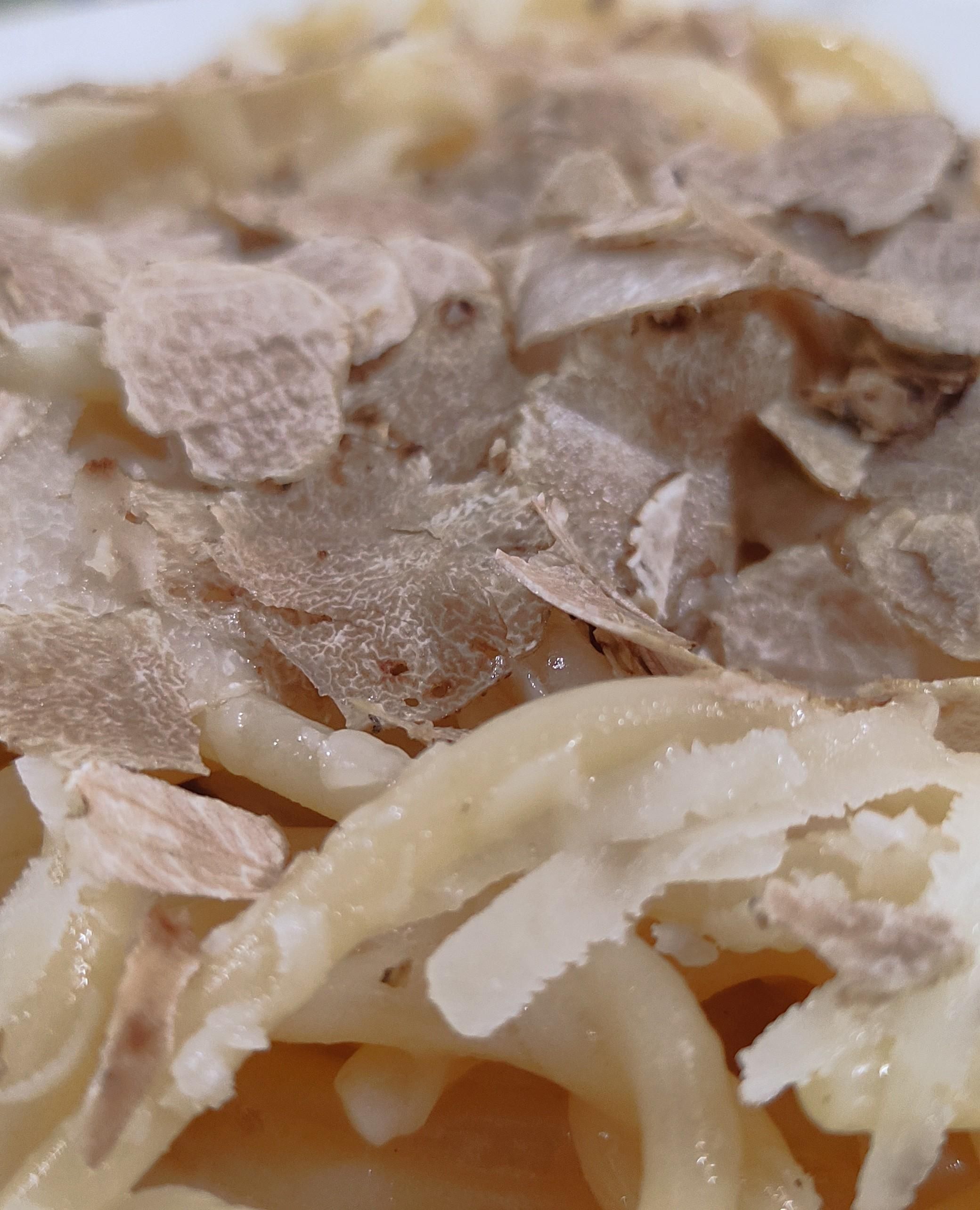 spaghetti conditi con grana e tartufo bianco 