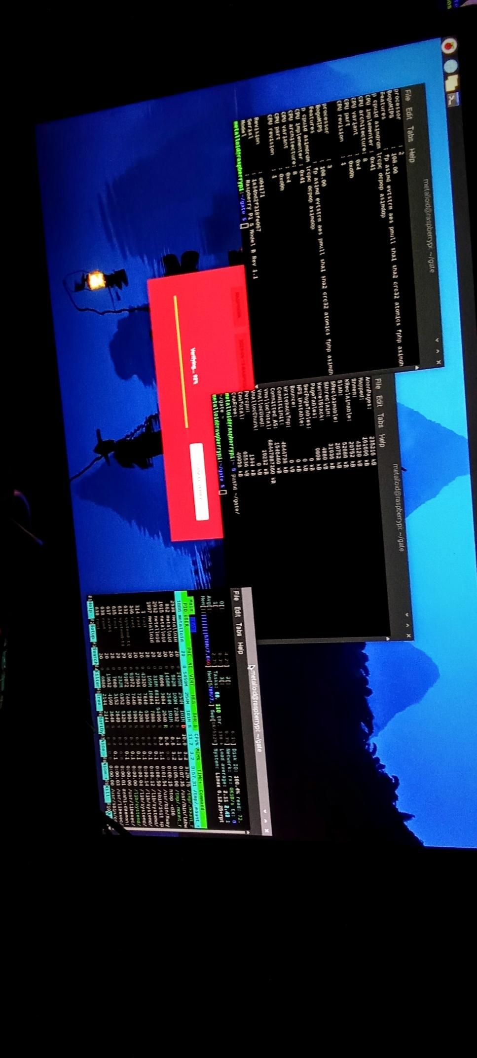 @Dendrobatus_Azureus The image shows a computer screen displaying multiple open windows with text-based interfaces, likely terminal or command-line applications. The background of the screen features a blue-toned image of a mountainous landscape with a lantern, suggesting a serene or natural setting. The screen is divided into several sections, with the largest section in the center displaying a red dialog box with a white text field and a yellow progress bar, indicating an ongoing process or error message. Surrounding this are three black windows with white text, showing lines of code or data, possibly related to programming or system administration tasks. The windows have typical menu options like "File," "Edit," "Tabs," and "Help" visible on the right side. The bottom left window contains a table with numerical data, possibly logs or system metrics. The overall layout suggests a complex computing environment, possibly for development or system management tasks.

Provided by @altbot, generated privately and locally using Ovis2-8B

🌱 Energy used: 0.212 Wh
