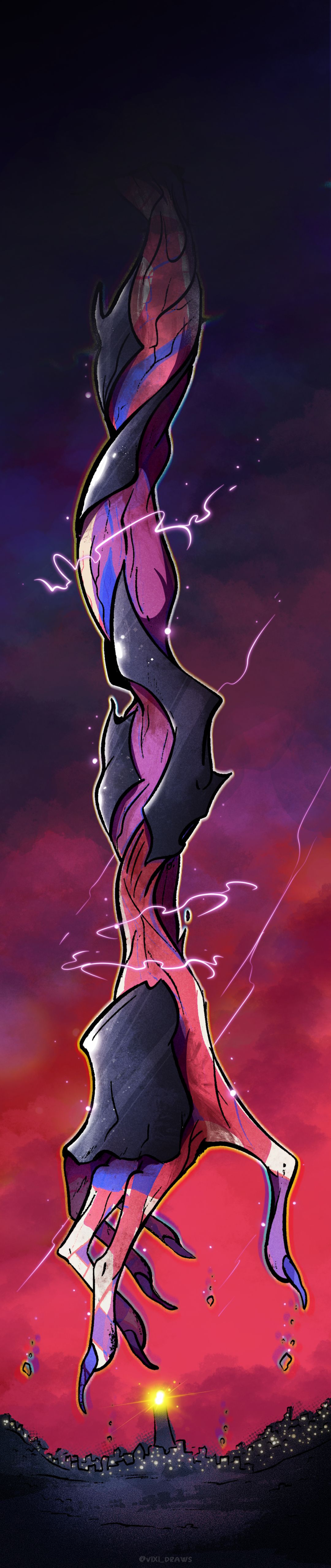 giant hand coming down from the sky