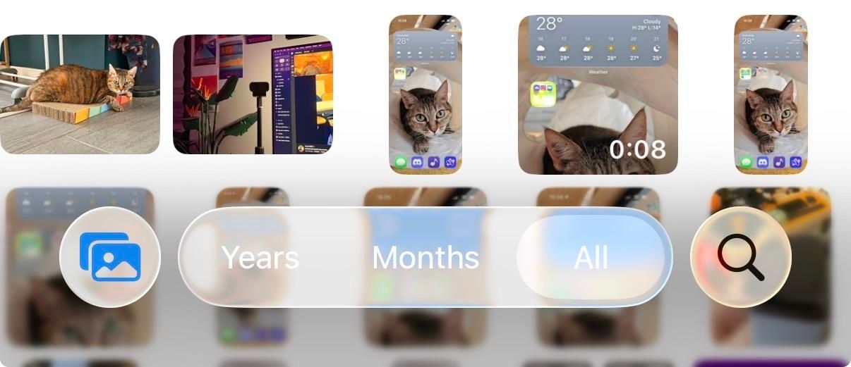 White on white labels in the Liquid Glass tab bar in the photos app (iOS 26 Beta 5)