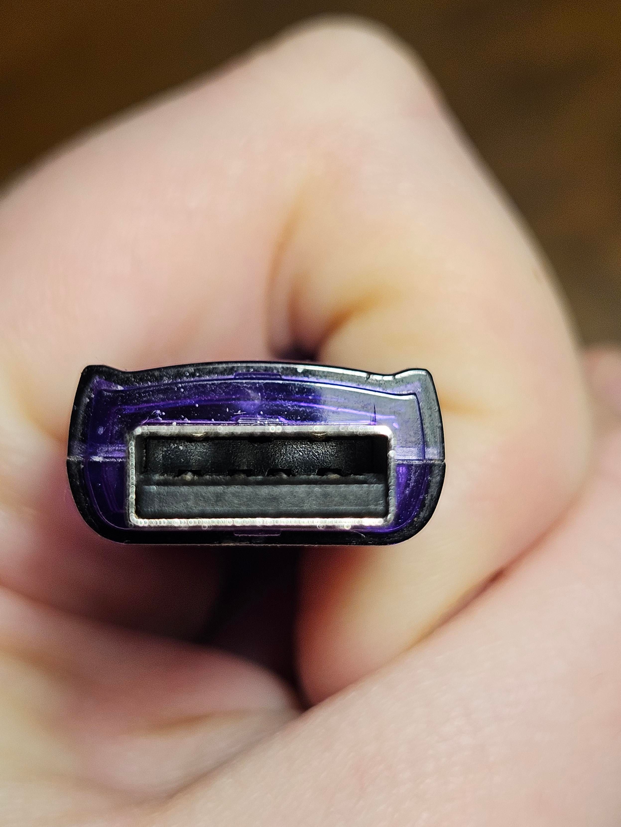 Il tipo di pennetta usb che posso attaccare al mio pc vista in sezione. Non so come si chiama il tipo, forse 2.0 bho, è la penna del meme dell'usb comunque