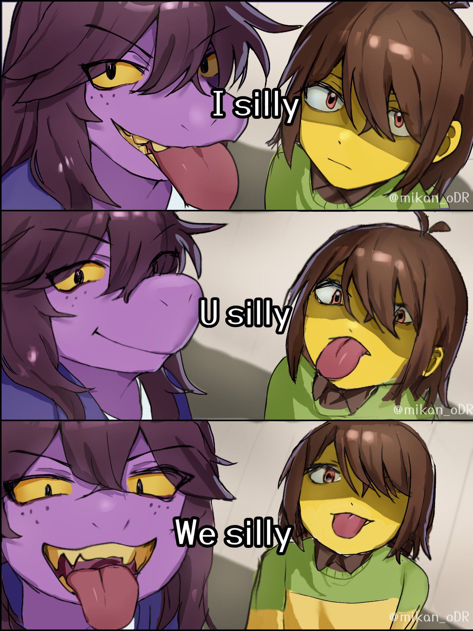 Kris and Susie show their tongues