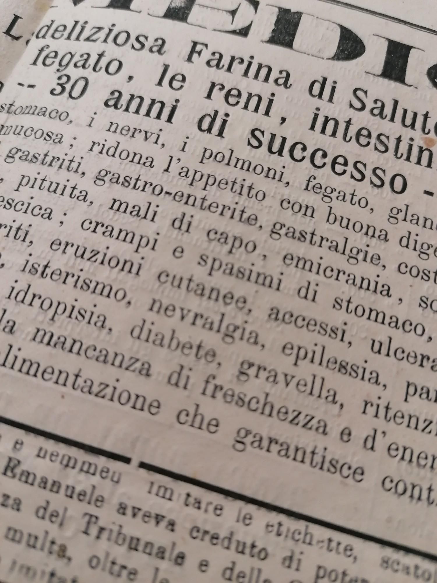 Dettaglio con alcune delle patologie cui è possibile porre rimedio con la portentosa farina