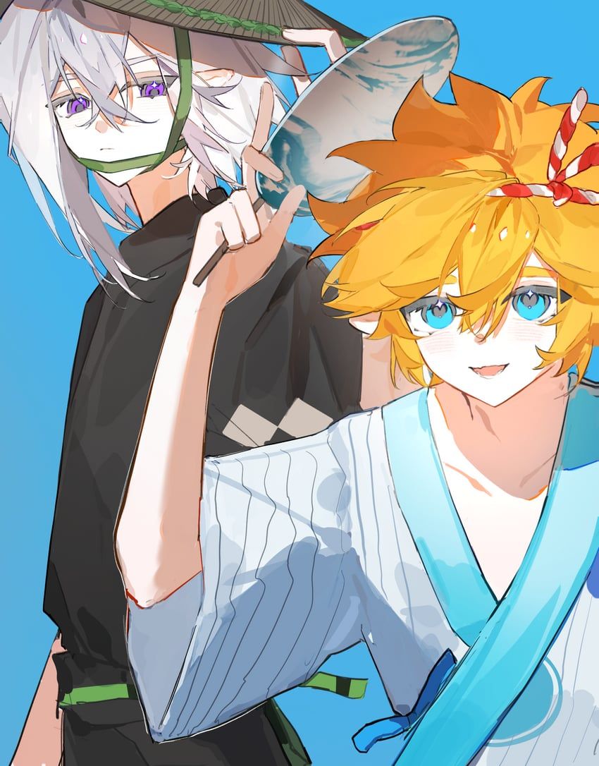 SFW yaoi art of the following characters : grey_(aotu_world) king_(aotu_world)