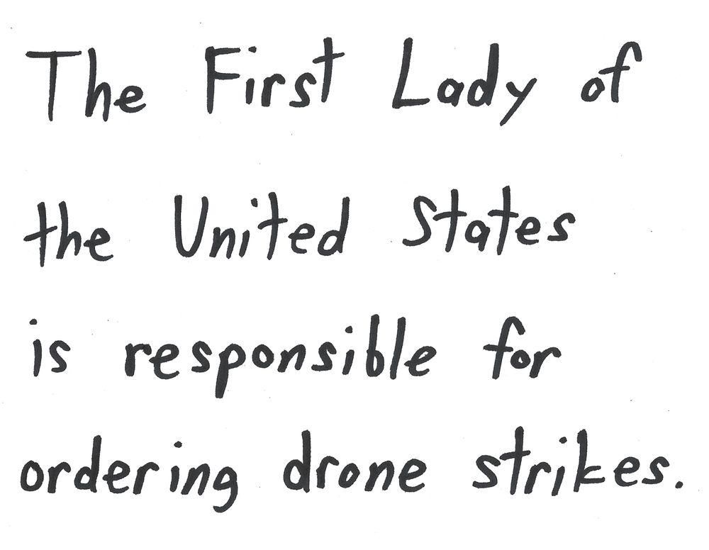 The First Lady of
the United States
is responsible for
ordering drone strikes.