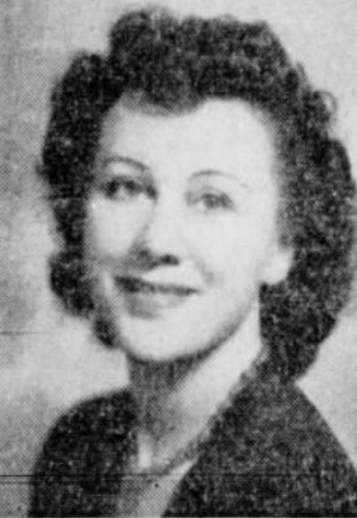Doris Patston, from a 1957 obituary; a smiling white woman with curly dark hair
