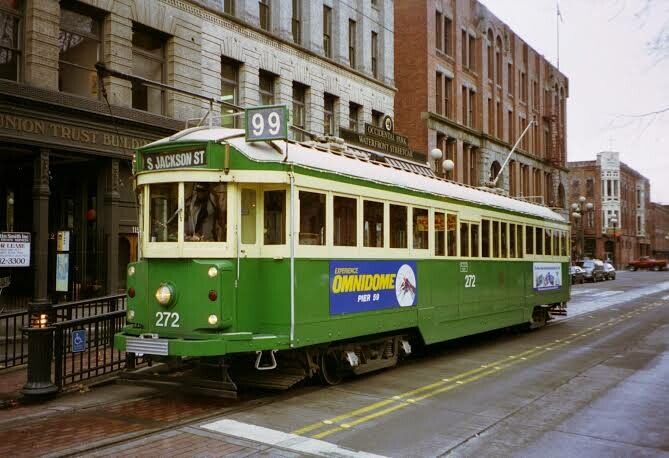 Melbourne W2 class tram in use on the Waterfront Streetcar heritage trolley line in Seattle, Washington
