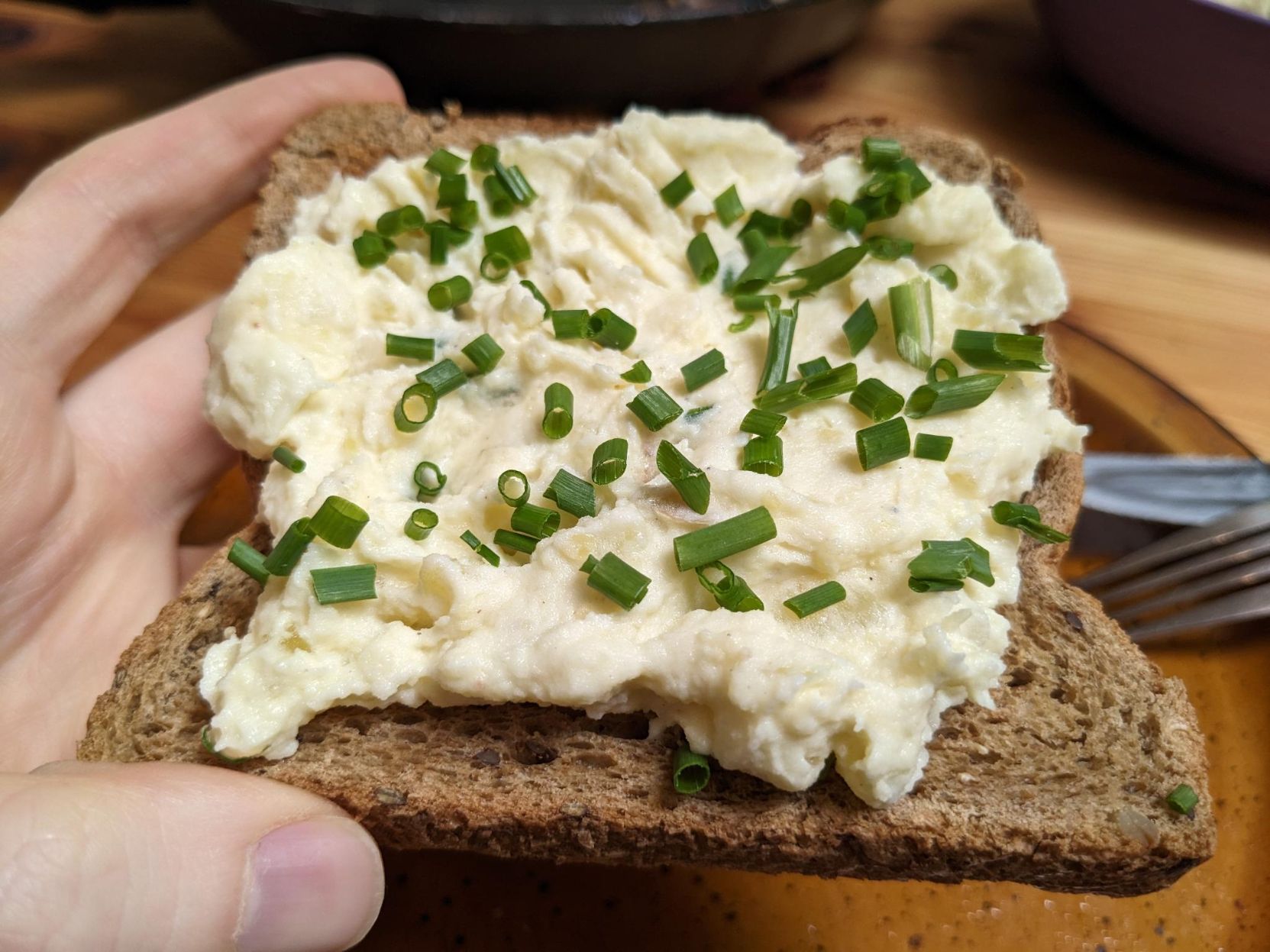 Mashed potato (with lots of vegan cream) on bread