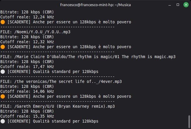 Script di analisi della qualità dei file mp3