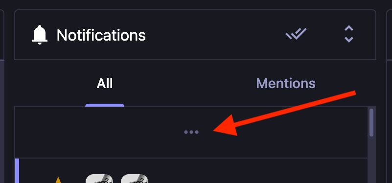 Screencap of a "notification" in my Notifications feed that is nothing but three dots.